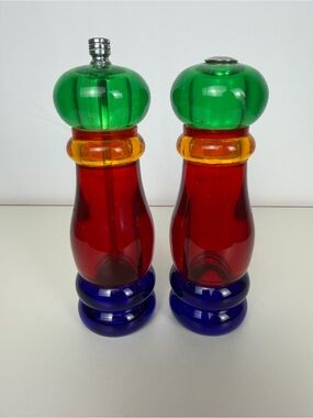 Vintage Olde Thompson Sunset Fiesta Salt Pepper Mill Set Lucite Colorblock
